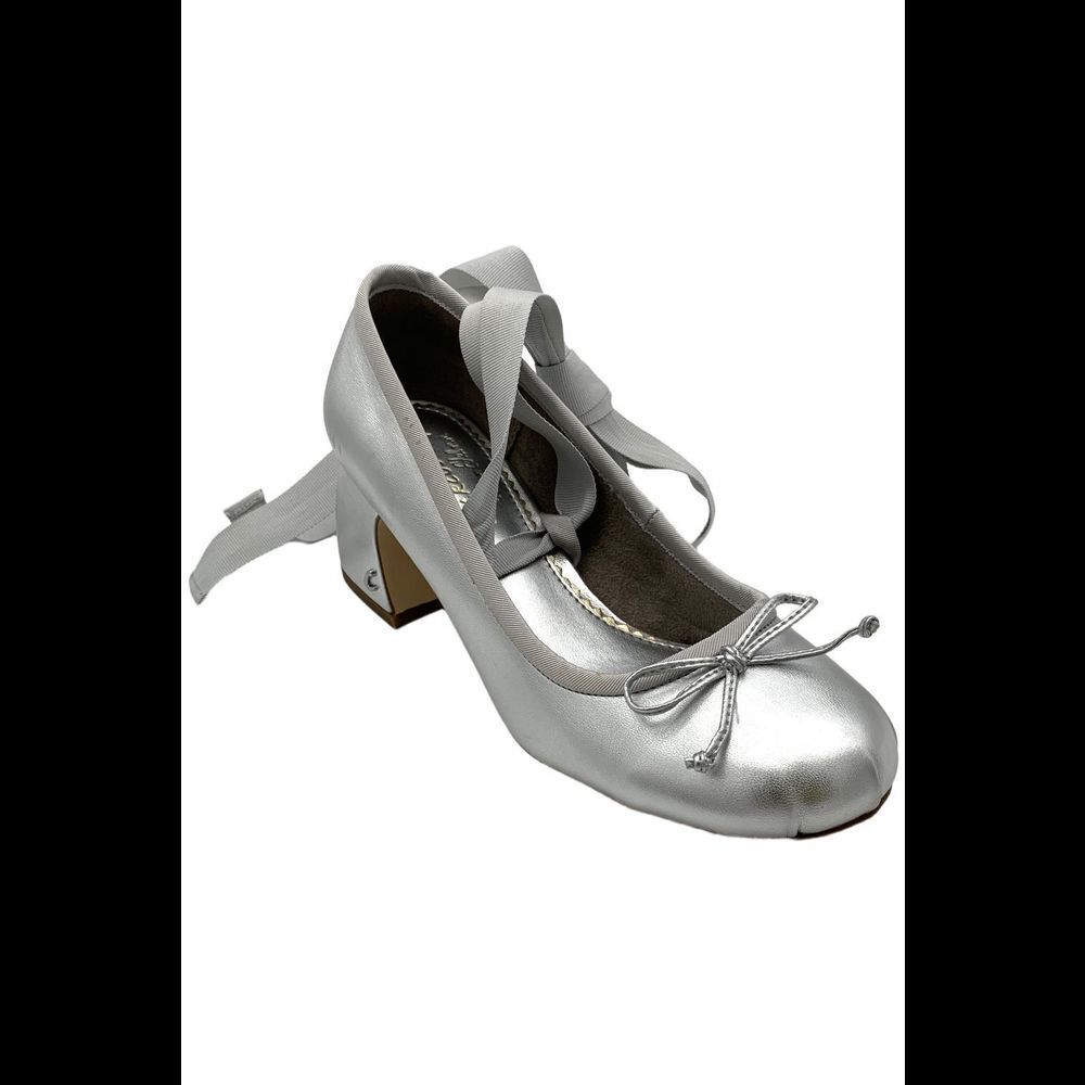 Silver Block Heels with laces